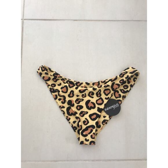 Infamous Swim Sun Leopard Radar High Cut Cheeky Bikini Bottoms - Picture 1 of 6